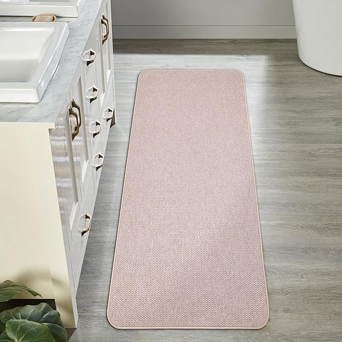 Bosap Bath Mat,Ultra Thin Bathroom Runner Rugs,Large Bath Mats for Bathroom,Quick Dry,Non-Slip,Machine Washable,Low Pile,Bath Rug,Shower Outside,Sink,Home Decor Accessories.Beige,2'x5'（24x60inch）