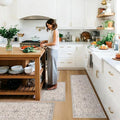 4-Piece Kitchen Rug Set with Runner – Washable Non-Slip Floor Mats for Sink, Entryway, Hallway, Bathroom – Soft Low-Pile Thin Boho Floral Rugs,Kitchen Decor (Beige, 2x3+2x4+2x5+2x6)