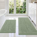 Smiry Bathroom Rugs Sets 2 Piece, Soft Absorbent Chenille Machine Washable Non Slip Shaggy Bath Rug Set for Tub, Shower, and Floor (47x20+30x20, Sage Green)