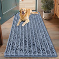 Smiry Dog Door Mat for Muddy Paws 48x30, Absorbent Dirt Trapper, Non-Slip Washable Chenille Entryway Rug for Inside Floor, Airy Blue, Layered Pattern