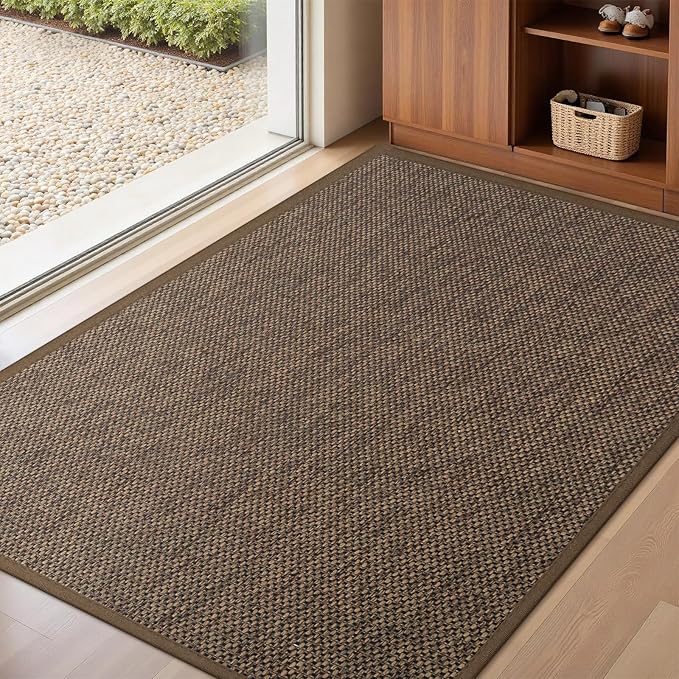 LEKEEPGO Door Mat 32"x47", Non Slip Door Mat Indoor Entrance, Rubber Backing Front Indoor Doormat Washable Absorbent Low-Profile Entryway Entry Resist Dirt Inside Door Mats, Brown