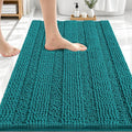 OLANLY Thick Bathroom Rugs 30x20, Extra Soft Absorbent Chenille Striped Bath Rugs, Rubber Backing, Machine Wash Dry, Bath Mats for Bathroom Floor, Tub and Shower, Home Decor Accessories, Deep Lake