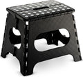 Folding Step Stool - 11" Hight - The Lightweight Step Stool is Sturdy Enough to Support Adults and Safe Enough for Kids. Opens Easy with One Flip. Great for Kitchen, Bathroom, Bedroom (Black)