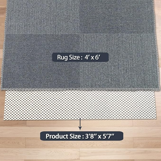 Non Slip Area Rug Pads Non Skid Rug Gripper 4x6 Feet Extra Thick Pad Anti-Slip Carpet Rug Mats for Hardwood Surface Floors, Keep Rugs Safe and in Place (4 x 6 Ft)