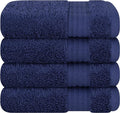 Cotton Paradise 100% Cotton Turkish Towel Set, Soft Absorbent Quick Dry, 4 Piece Washcloth Set, Navy Blue