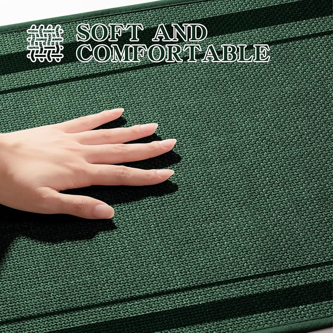 chakme Bathroom Rugs Mat 47x24, Ultra Thin Non Slip Bath Mat Large Quick Dry Absorbent Bath Mat for Bathroom Floor, (Dark Green, 47"x24")