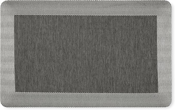 MARTHA STEWART Mira Modern Heathered Solid Anti-Fatigue Air-Infused Kitchen Mat, Black, 19.6"x32"