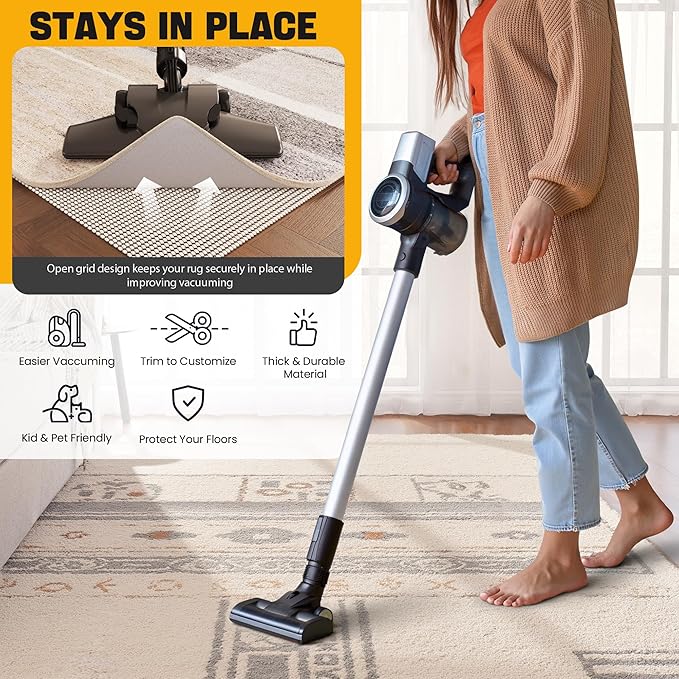 Jorvila Non-Slip Rug Pad Gripper 6x9 Feet, Anti Skid Mat for Under Area Rugs, Keeps Rugs in Position and Safe, Thick Cushioned Carpet Pad for Hardwood Floors Protection