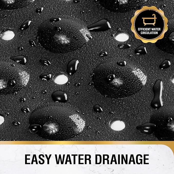 HITSLAM Bath Mat for Tub, Non Slip Bathtub Mat, 40 x 16 Inch Extra Long Bath Tub Mat, Machine Washable Bathroom Shower Mat with Suction Cups and Drain Holes, Soft on Feet, Clear Black