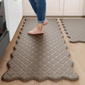 Arenarug Upgrade Scalloped Embossed Kitchen Mats for Floor 2PCS Cushioned Anti Fatigue Waterproof Foam Kitchen Rugs Non Slip Washable Comfort Standing Mat for Office Sink Laundry, Brown