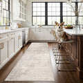 Hallway 3x8 Washable Runner Rug: Abstract Stain Resistant Entryway Kitchen Area Rugs Farmhouse Soft Bathroom Bedroom Print Floor Mat Thin Non-Slip Indoor Carpet for Living Room Laudry(3x8,Beige/Cream)