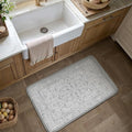 PureCozy Kitchen Mats for Floor Anti Fatigue Cushioned Gray Vintage Kitchen Mats Waterproof Non Slip Comfort Standing Grey Retro Floral Rug for Sink Laundry Office Bathroom 17.3"x30"