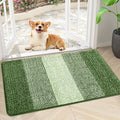 Smiry Dog Door Mat for Muddy Paws, Absorbs Moisture and Dirt, Low-Profile Entryway Mat with Non-Slip Backing, Entry Indoor Outdoor Doormat for Inside Floor (30x17 Inches, Green, Striped)