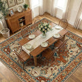 RELEANY Area Rugs Square 10ft Washable Non-Slip, Floral Vintage Distress Medallion Carpet for Living Room Bedroom Dining Room, Red Orange Blue Brown