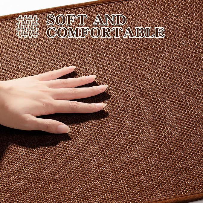 chakme Bathroom Rugs Mat U-Shaped 24x17, Ultra ThinNon Slip Bath Mat Small Quick Dry Absorbent Bath Matfor Bathroom Floor, Rust, U-24"x17"