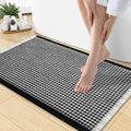 Smiry Waffle Bath Mat 30x18, Extra Soft Absorbent Bathroom Rugs, Non Slip Machine Washable Quick Dry Bath Rugs for Bathroom Floor, Tub, Shower, Home Decor Accessories, Black & Cream