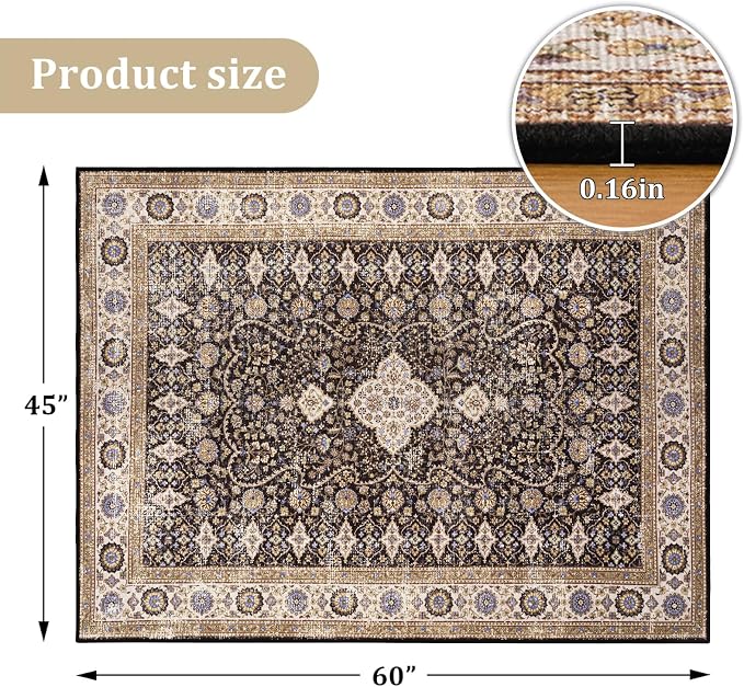 Office Chair Mat for Hardwood Floor, 60"x45" Easy Glide Computer Desk Mat Protector for Rolling Chair Under Desk Rug Nonslip Backing, Machine Wash, (Modern)