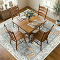 RELEANY Area Rugs Square 7ft Washable Non-Slip, Floral Vintage Distress Medallion Carpet for Living Room Bedroom Dining Room, Beige Carbon Grey Orange