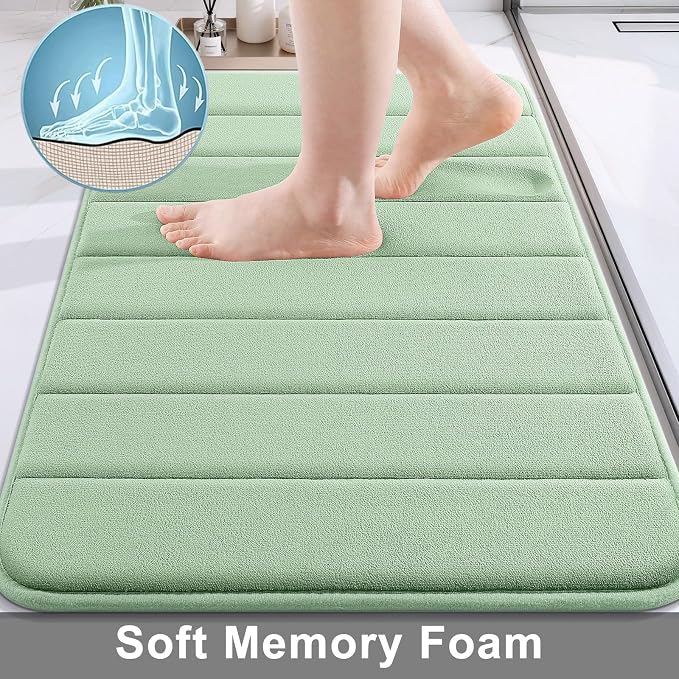 Buganda Memory Foam Bath Mat, 59" x 34", Ultra Soft and Non-Slip Bathroom Rugs, Water Absorbent and Machine Washable Bath Rug Runner for Bathroom, Shower, and Tub, Sage Green