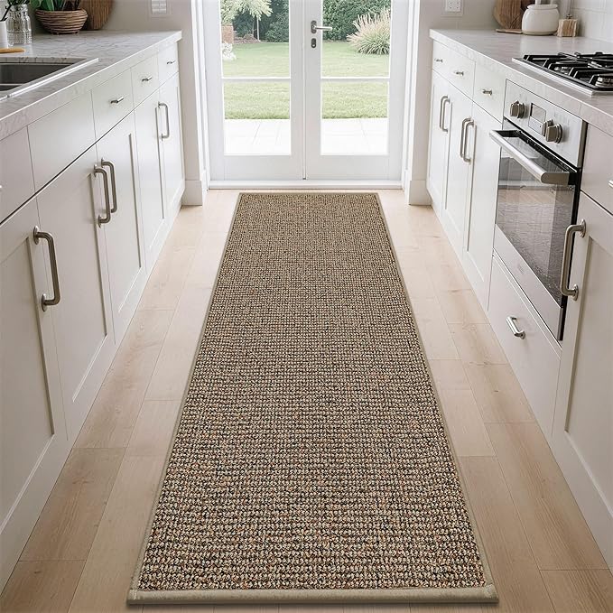 BEQHAUSE Kitchen Runner Rugs 32"x84", Non-Slip Kitchen Mats for Floor, Super Absorbent and Stain Resistant Kitchen Rug, Machine Washable Rugs for Kitchen, Hallway, Laundry & Sink, Taupe