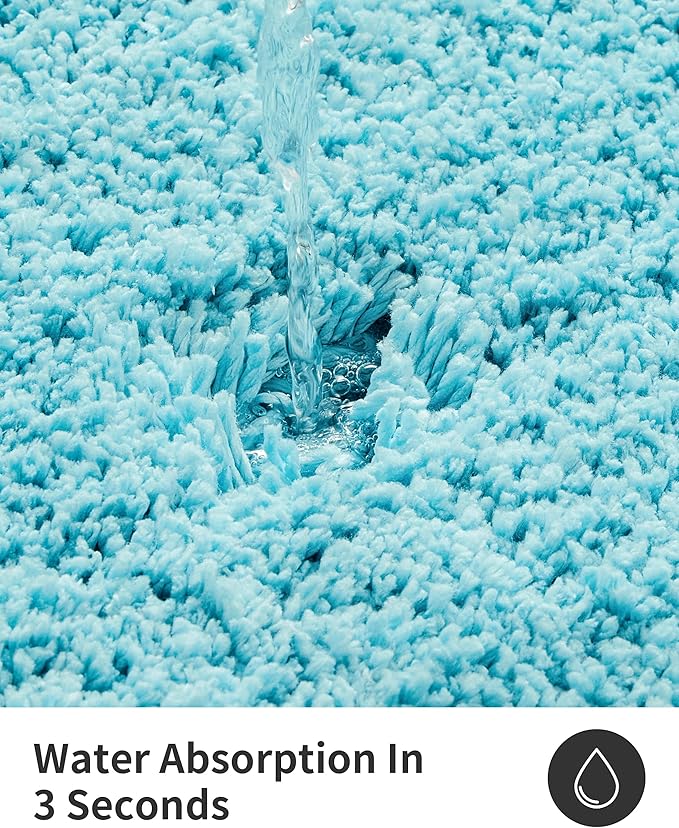ILANGO Teal Bathroom Rugs 60" × 24" Non Slip & Super Absorbent Thick Soft, Washable Bath Carpet Runner for Floor, Microfiber Plush Shaggy Bath Mats with Rubber for Bedroom Bathtub Shower Room