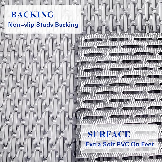 Extra Large Non-Slip Shower Mat,47.3 x 31.5Inch Bathtub Mat,Non Slip Bathroom Mat for Elderly, Easy to Dry, Fast-Dry Drainage Hole, Easy to Prune