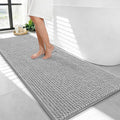 OLANLY Thick Bathroom Runner Rugs 47x24, Extra Soft Absorbent Chenille Bath Rugs, Rubber Backing, Machine Wash Dry, Long Bath Mats for Bathroom, Tub and Shower, Home Decor Accessories, Light Grey