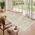 Madane Hallway Runner Rug 3x6 - Washable Kitchen Rugs Entryway Rug Runner Vintage Soft Floor Mat Non Slip Indoor Farmhouse Carpet for Bathroom Living Room Bedroom (3 X 6, Beige/Blue)