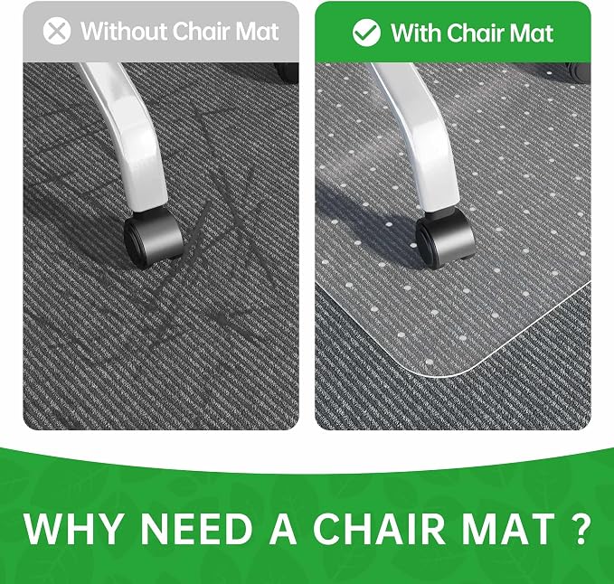 100pointONE Office Chair Mat for Carpet- 36" x 48" Studded Desk Chair Mat for Low Pile Carpeted Floors, Plastic Floor Mat for Office Chair Over Carpet