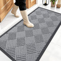 OLANLY Front Door Mat Outside Entrance 47x23, Absorbent, Heavy Duty Sturdy Natural Rubber Doormat Indoor Outdoor, Stain Fade Resistant, Non-Slip Low Profile Floor Mat Entryway, Charcoal Gray Diamond
