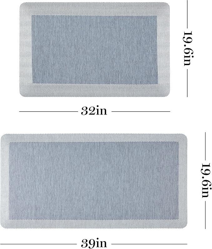 MARTHA STEWART Mira Modern Heathered Anti-Fatigue Air-Infused Kitchen Mat, Blue, 19.6"x32"