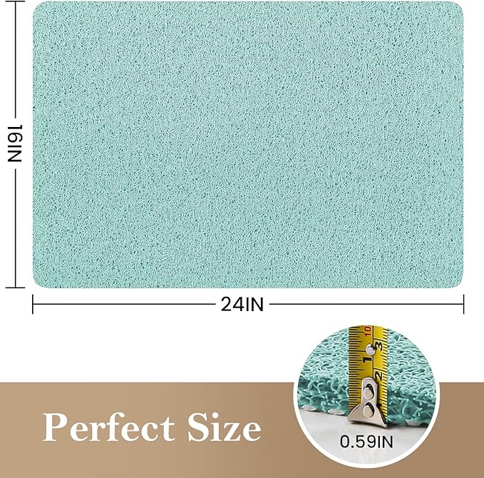 Shower Mat Bathtub Mat Non-Slip,24x16 inch, Soft Tub Mat with Drain,PVC Loofah Bath Mat (Phthalate Free) for Tub and Bathroom,Quick Drying,Green