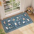 DUKINO 2x4 Runner Rug for Entryway, Animal Dog Print Washable Kitchen Rug with Non Slip, Low Pile Indoor Door Mat Non Shedding Small Throw Carpet Runner for Hallway, Bathroom, Laundry, Bedroom, Blue