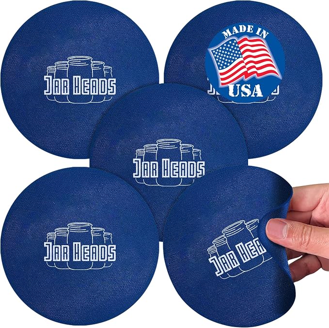 JAR HEADS Rubber Jar Opener Gripper Pad 5 Pack - Thick 5 Inch Grippers for Opening Jars Made in the USA - Jar Opener for Weak Hands & Seniors with Arthritis