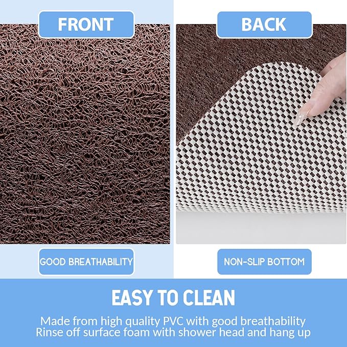 Hargiis Non-Slip Bathtub Mat, Anti Slip Shower Mat, Fast Drying Bathtub Mats, Foot Scrubber Mat, Anti Slip Mat for Tub, Floor, Bathroom, Kitchen, Home, Hotel (Brown 40"×16")