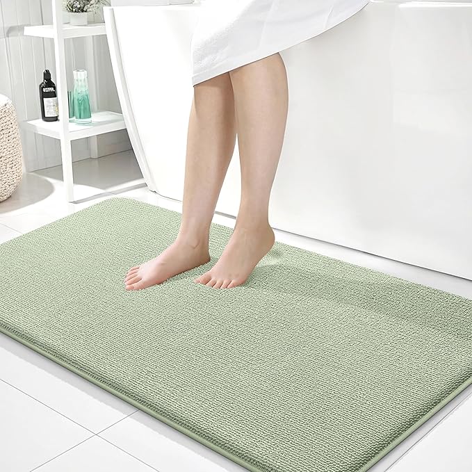 OLANLY Thick Memory Foam Bathroom Runner Rugs 44x24, Extra Soft Absorbent Long Bath Rug, Quick Dry, Non-Slip, Machine Washable Bath Mat for Bathroom, Tub and Shower, Home Decor Accessories, Sage Green