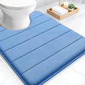 OLANLY Memory Foam Toilet Rugs U Shaped 24x20, Super Soft Absorbent Contour Bath Rugs, Quick Dry, Machine Washable Toilet Mat, Bathmat Carpet, Bathroom Home Decor Accessories, Cornflower Blue
