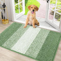Smiry Dog Door Mat for Muddy Paws, Absorbs Moisture and Dirt, Low-Profile Entryway Mat with Non-Slip Backing, Entry Indoor Outdoor Doormat for Inside Floor (30x20 Inches, Sage Green, Striped)