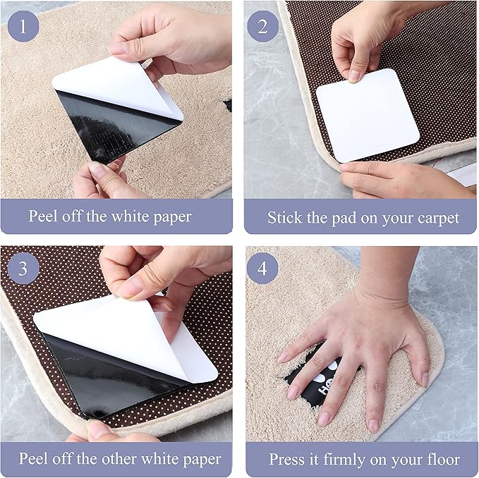 10pack Grippers for Rug, Non Slip Rug Pads Gripper for Hardwood Floors, Anti Slip Carpet Tape for Area Rugs, Anti Curling Rug Non Slip Tape to Keep Your Rug in Place
