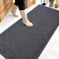 OLANLY Front Door Mat Outside Entrance 59x23, Absorbent, Heavy Duty Sturdy Natural Rubber Doormat Indoor Outdoor, Non-Slip, Stain and Fade Resistant, Low Profile Floor Mat for Entryway, Black Gray