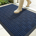 OLANLY Front Door Mat Outside Entrance 35x23, Absorbent, Heavy Duty Sturdy Natural Rubber Doormat Indoor Outdoor, Non-Slip, Stain and Fade Resistant, Low Profile Floor Mat for Entryway, Navy Blue