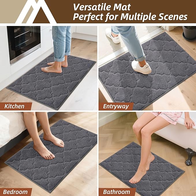 COSY HOMEER Kitchen Rugs 32"x48" Non-Slip Washable Kitchen Mats for Floor Absorbent Kitchen Carpet Soft Rugs for Kitchen,Sink Mat,Entrance,Area Rug,Dark Grey
