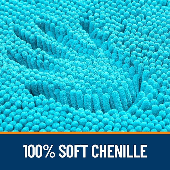 OLANLY Large Bathroom Rugs 45x27, Extra Soft Absorbent Chenille Bath Rugs, Rubber Backing Quick Dry, Machine Washable Bath Mats for Bathroom Floor, Tub and Shower, Home Decor Accessories, Aqua Sky