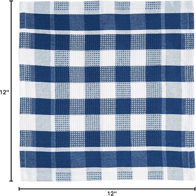 LANE LINEN 100% Cotton Kitchen Dish Cloths, Ultra Soft Absorbent Quick Drying Dish Towels, Multiweave Wash Cloths Dish Towel Sets, 12x12 Inches, 12 Pack - Navy