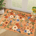 DUKINO 2x3 Entryway Rug, Floral Washable Indoor Door Mat with Non-Slip Backing, Soft Low Pile Small Front Door Throw Rugs for Entryway, Kitchen, Bedroom, Laundry, Bathroom, Orange