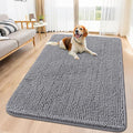 Smiry Dog Door Mat for Muddy Paws 59x35, Absorbent Dirt Trapper, Non-Slip Washable Chenille Entryway Rug for Inside Floor, Grey, Classic Solid