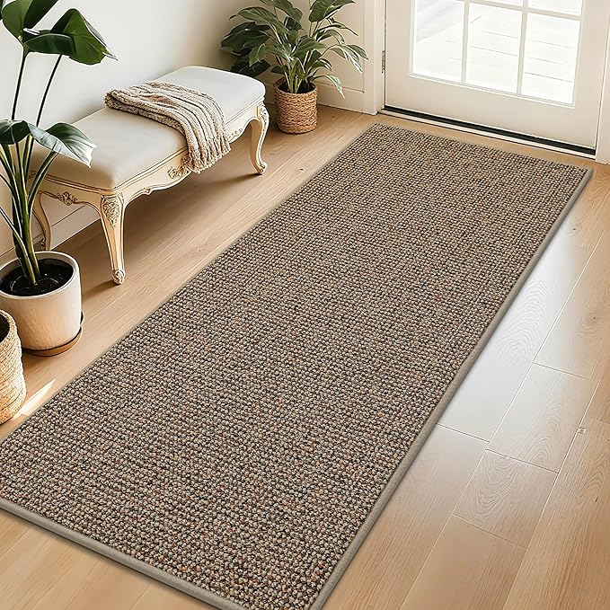 BEQHAUSE Dirt Trapper Door Mat 32" x 72", Non-Slip Washable Doormats Entrance Mat, Dirt Resistant and Absorbent Welcome Mat, Low Profile Floor Mats for Front Back Door and Entryway, Beige