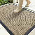 OLANLY Front Door Mat Outside Entrance 35x23, Absorbent, Heavy Duty Sturdy Natural Rubber Doormat Indoor Outdoor, Stain and Fade Resistant, Non-Slip Backing Low Profile Floor Mat for Entryway, Beige