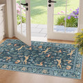 DUKINO 2x4 Rug for Hallway, Washable Kitchen Runner Rug with Non Slip Backing, Soft Low Pile Vintage Animal Runner for Bedroom, Kitchen, Hallway, Entryway, Laundry, Blue