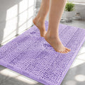 OLANLY Thick Small Bathroom Rugs 24x16, Extra Soft Absorbent Chenille Striped Bath Rugs, Rubber Backing, Machine Wash, Bath Mats for Bathroom Floor, Tub and Shower, Home Decor Accessories, Lavender
